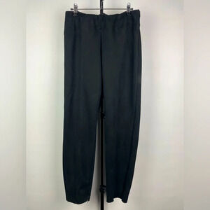 Zara Basic‎ Black Faux Suede Tapered Ankle Zip Mid Rise Elastic Waist Leggings
